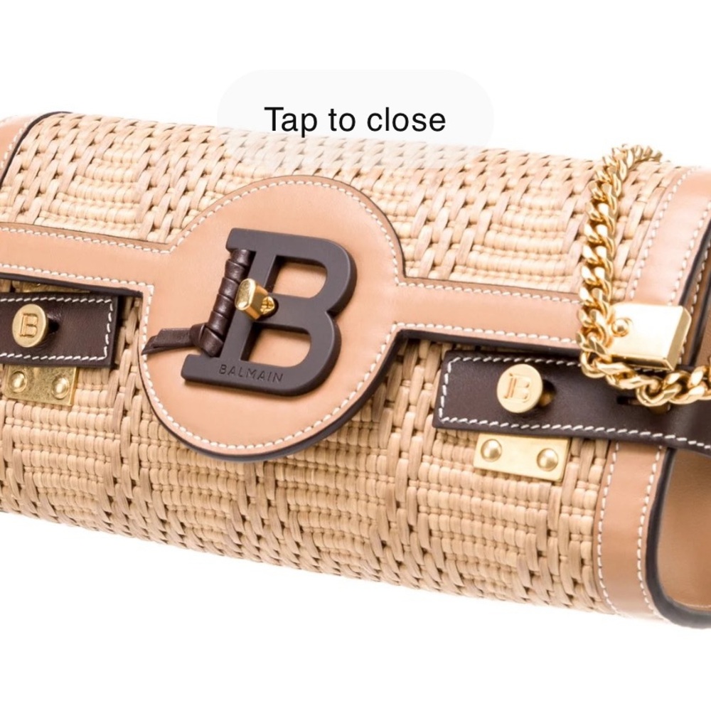 Balmain Tan and Brown Woven Bag